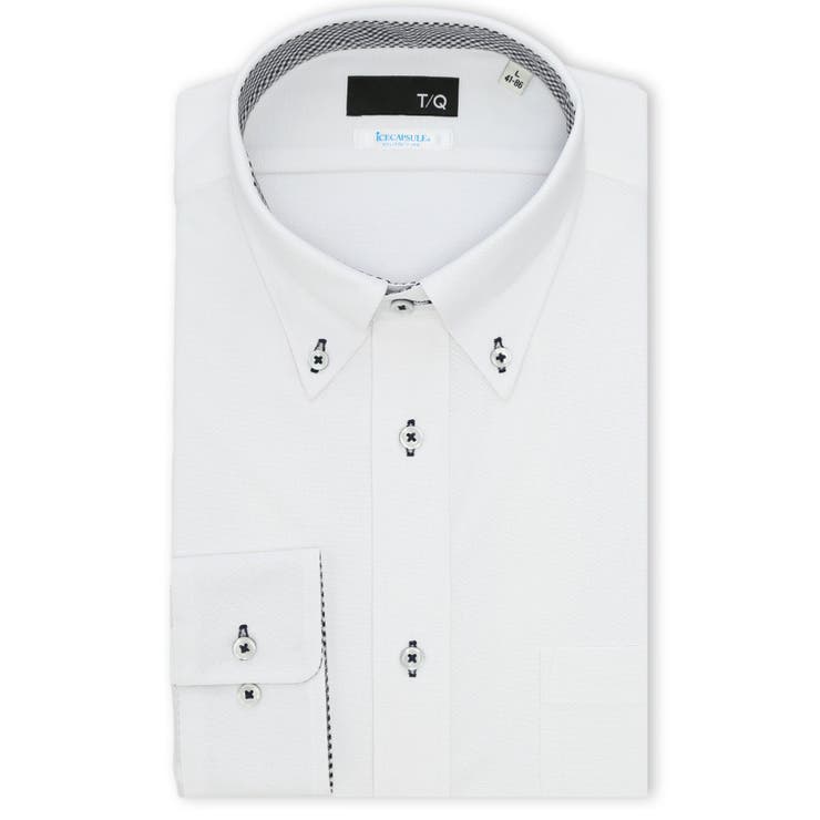 01白 | アイスカプセル NEWスタンダードフィット ボタンダウン長袖ニットシャツ | TAKA-Q MEN