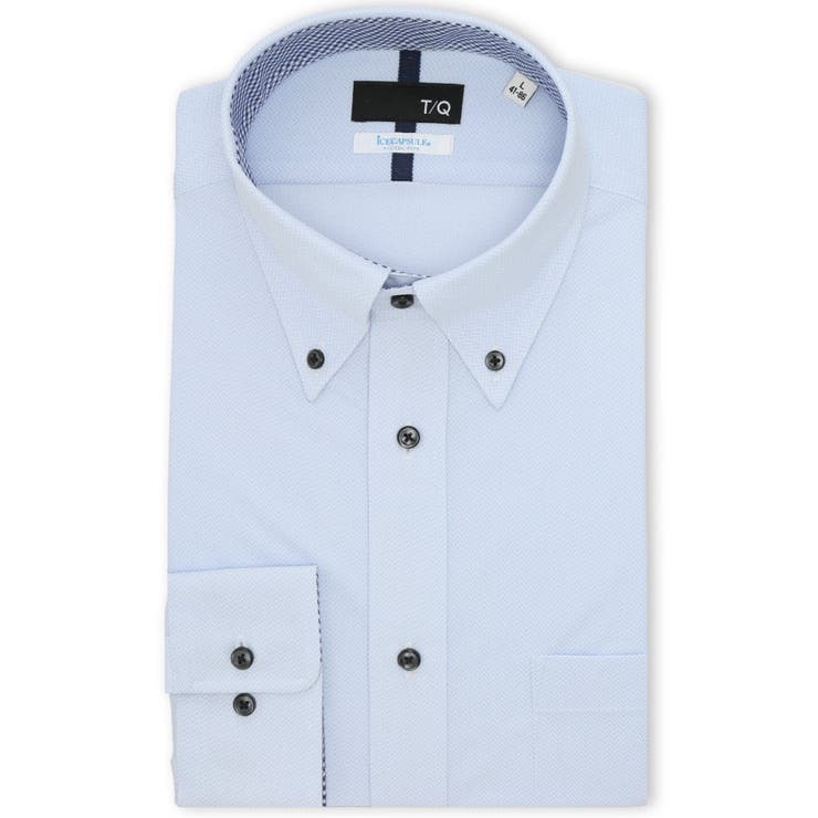 73サックス | アイスカプセル NEWスタンダードフィット ボタンダウン長袖ニットシャツ | TAKA-Q MEN