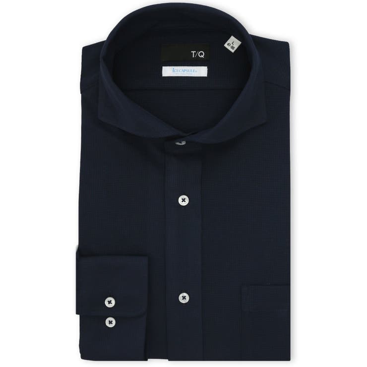 75紺 | アイスカプセル NEWスタンダードフィット スナップダウン長袖ニットシャツ | TAKA-Q MEN