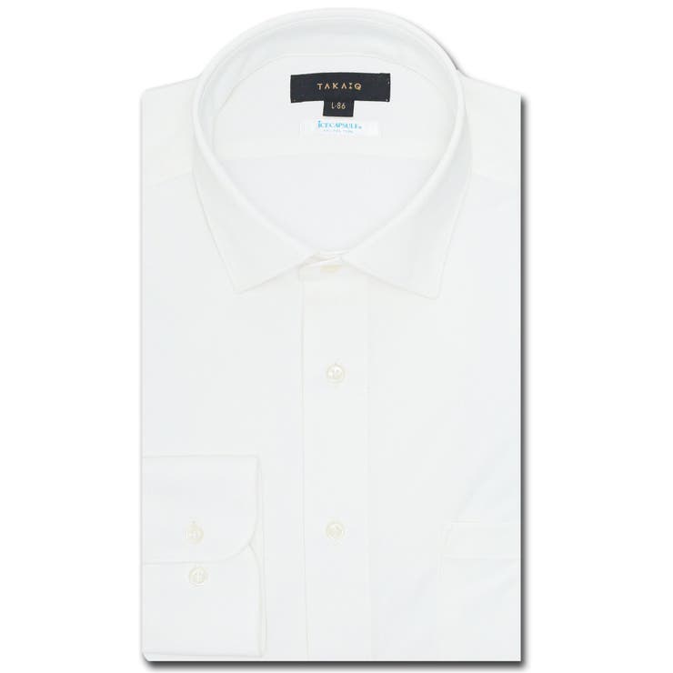 01白 | アイスカプセル スタンダードフィット ワイドカラー長袖ニットシャツ | TAKA-Q MEN