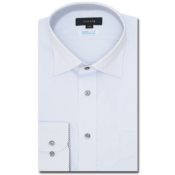 クールマックス+ストレッチ スタンダードフィット ワイドカラー長袖シャツ | TAKA-Q MEN | 詳細画像1 