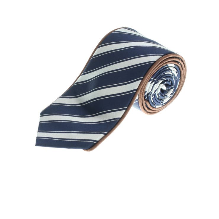 75紺 | ヘムパイピング シルクストライプ柄レギュラータイ8.0cm幅 | TAKA-Q MEN