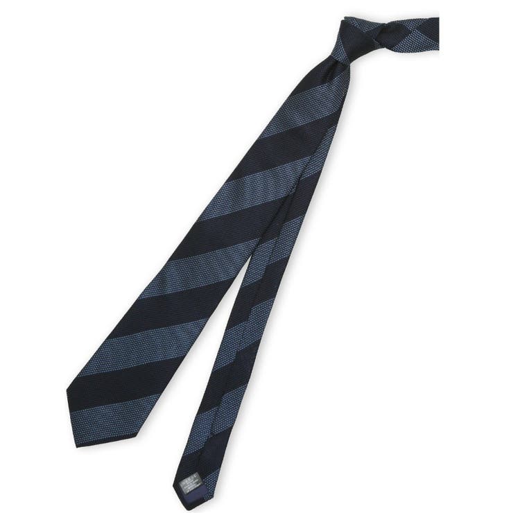 75紺 | シルク ストライプ柄 フレスコタイ 8cm幅 | TAKA-Q MEN