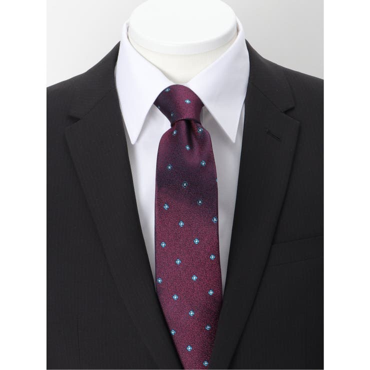 15ワイン | セッテピエゲ シルク小紋柄 レギュラータイ 8.0cm幅 | TAKA-Q MEN