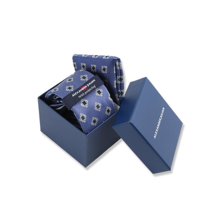 70青 | シルク混 ネクタイ＆チーフセット 小紋 | TAKA-Q MEN