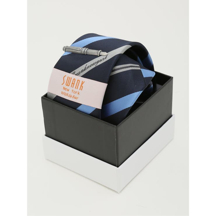 75紺 | スワンク/SWANK シルク混 ネクタイ＆タイバーセット | TAKA-Q MEN