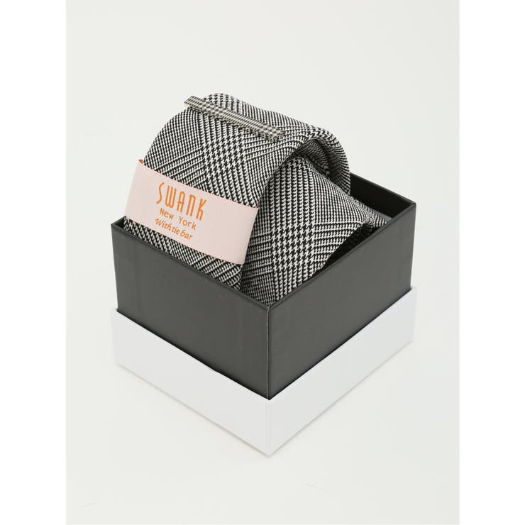 07白黒 | スワンク/SWANK シルク混 ネクタイ＆タイバーセット | TAKA-Q MEN