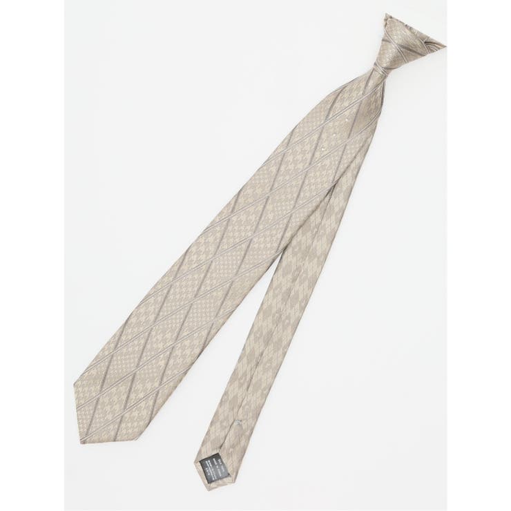 33ベージュ | シルク パネル柄 ナロータイ 7.0cm幅 | TAKA-Q MEN