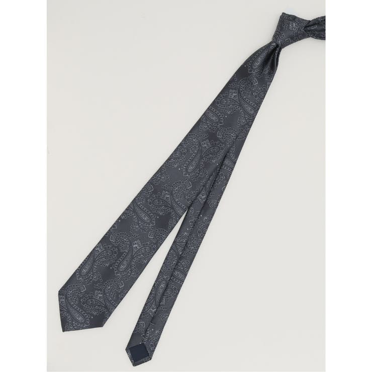 06グレー | エコウォッシャブル ペイズリー柄 レギュラータイ 8.0cm幅 | TAKA-Q MEN