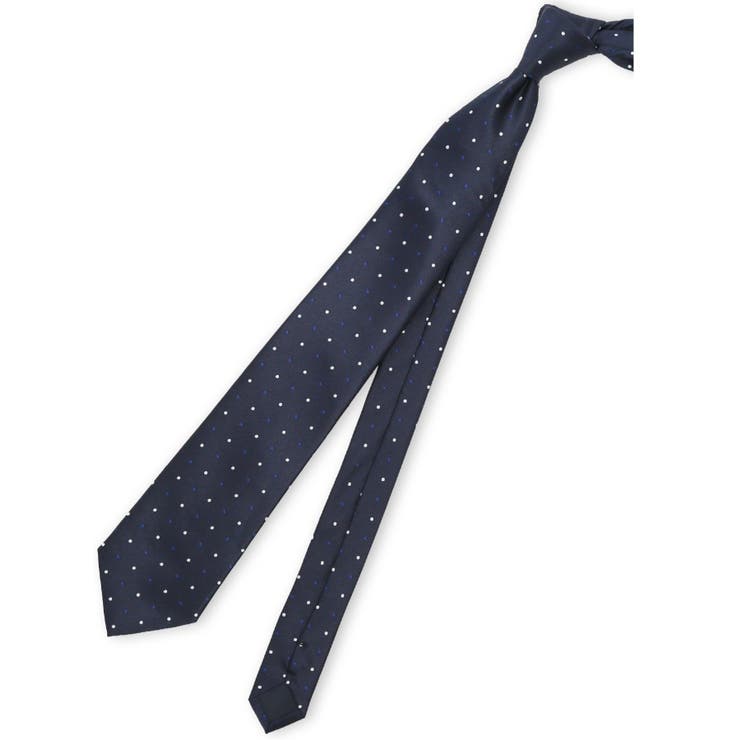 75紺 | ウォッシャブル ドット柄 レギュラータイ 8.0cm幅 | TAKA-Q MEN