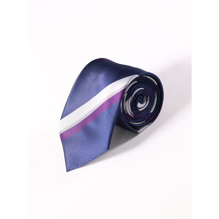 80パープル | エコペット/ECO PET ストライプ柄 レギュラータイ 8.0cm幅 | TAKA-Q MEN