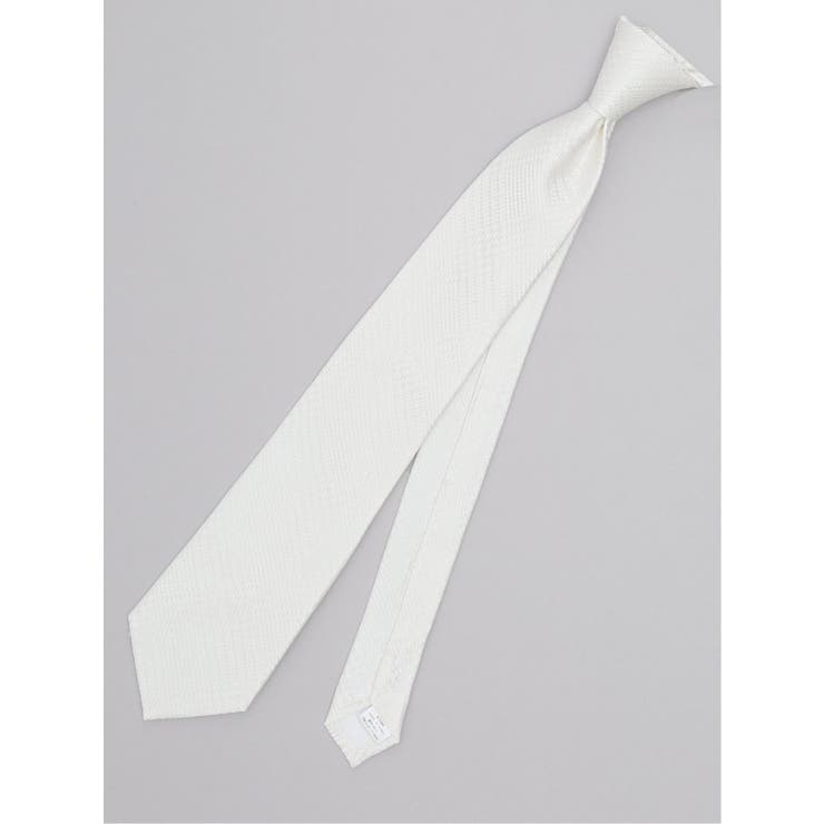 01白 | シルク フォーマルネクタイ 8.0cm幅 白グレンチェック | TAKA-Q MEN