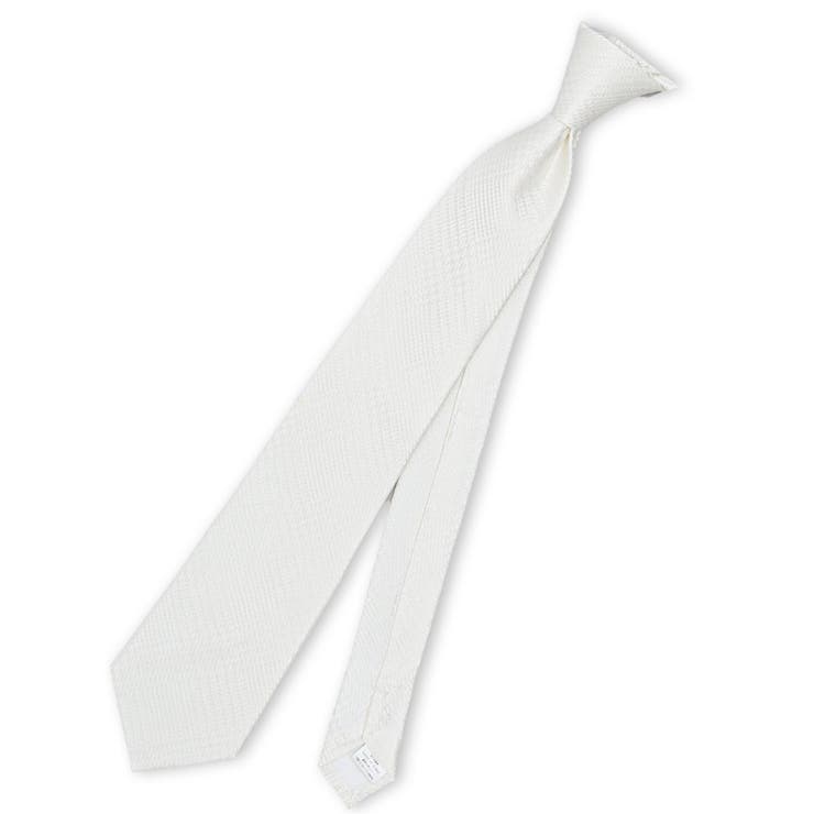 01白 | シルク フォーマルネクタイ 8.0cm幅 白グレンチェック | TAKA-Q MEN