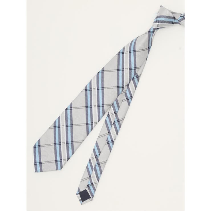 06グレー | エコウォッシャブル チェック柄 レギュラータイ 8.0cm幅 | TAKA-Q MEN