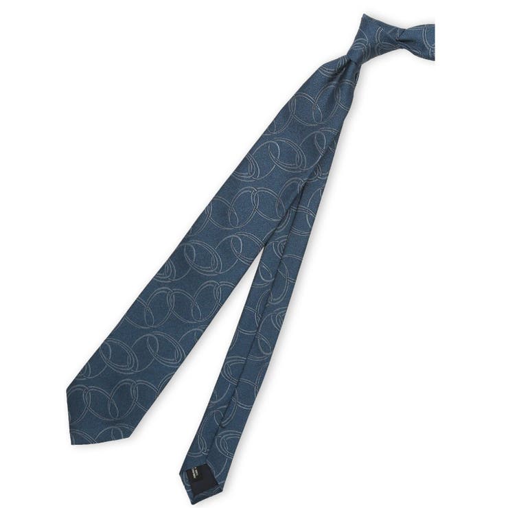 70青 | 日本製 シルク サークルモチーフ柄 レギュラータイ 8.0cm幅 | TAKA-Q MEN