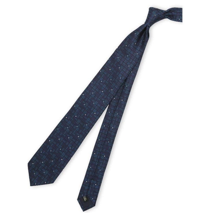 75紺 | 日本製シルク ジオメトリック&ドット柄 レギュラータイ 8.0cm幅 | TAKA-Q MEN