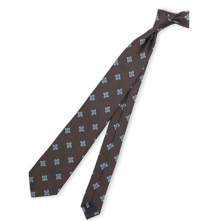 30茶 | 日本製 シルク フラワー小紋柄 レギュラータイ 8.0cm幅 | TAKA-Q MEN