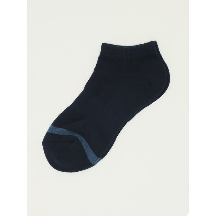 75紺 | ストレッチ抗菌防臭 ライン入り 底パイル アンクルソックス | TAKA-Q MEN