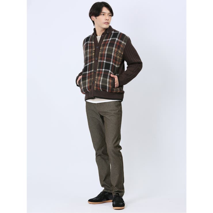 配色チェック柄 ドンキーネックニットアウター | TAKA-Q MEN | 詳細画像10 