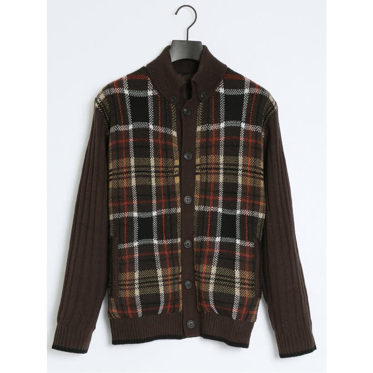 配色チェック柄 ドンキーネックニットアウター | TAKA-Q MEN | 詳細画像11 