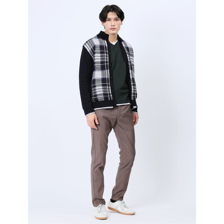 配色チェック柄 ドンキーネックニットアウター | TAKA-Q MEN | 詳細画像24 