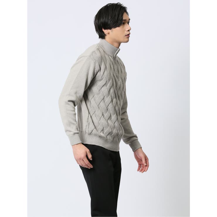 クロス編み スタンドハーフZIP ニット | TAKA-Q MEN | 詳細画像4 