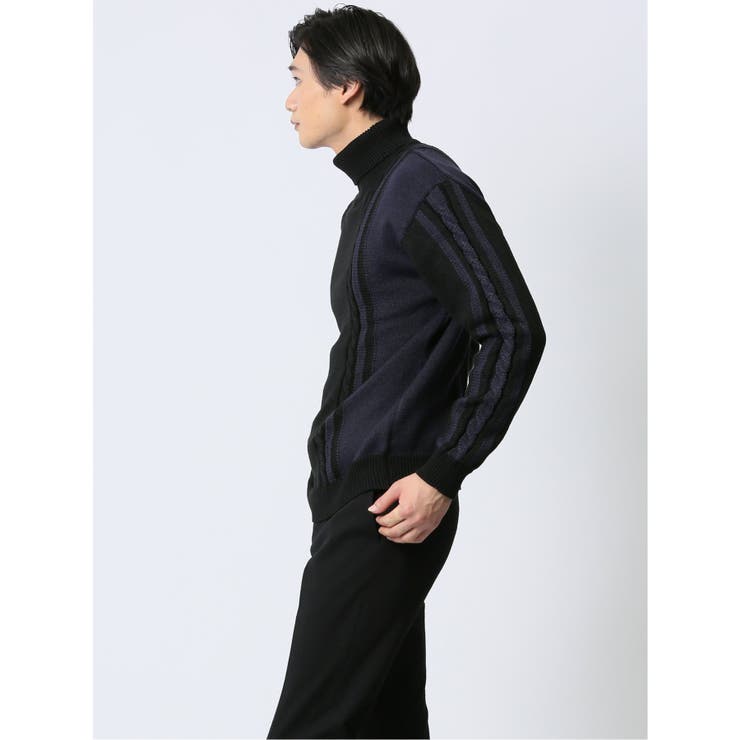 編地切替配色 タートルネックニット | TAKA-Q MEN | 詳細画像14 