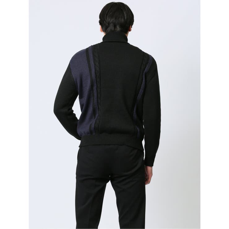 編地切替配色 タートルネックニット | TAKA-Q MEN | 詳細画像15 