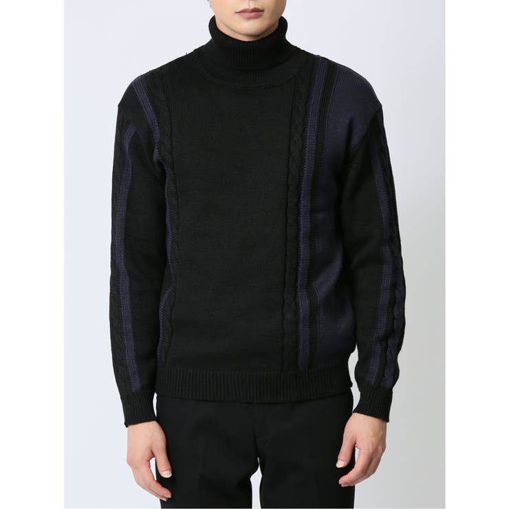 編地切替配色 タートルネックニット | TAKA-Q MEN | 詳細画像18 