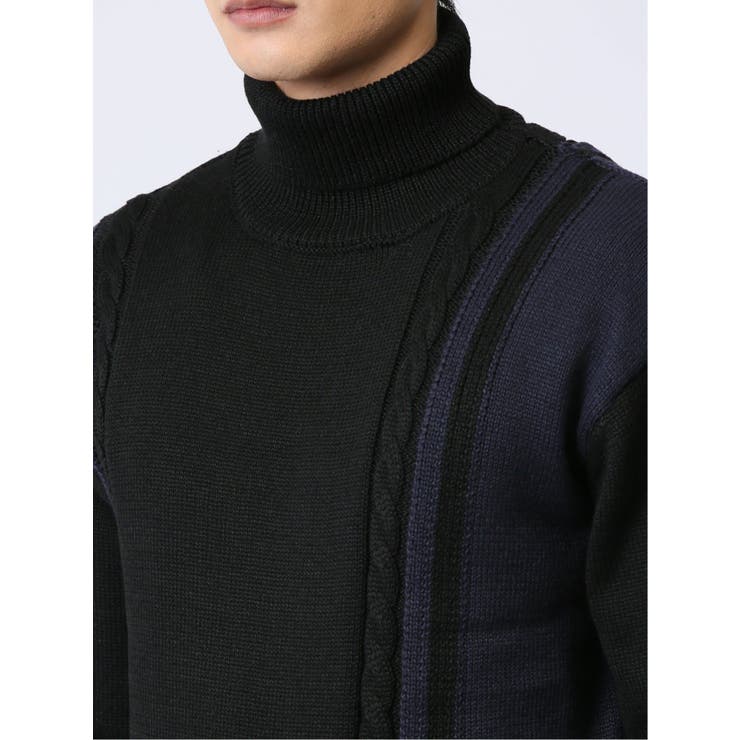 編地切替配色 タートルネックニット | TAKA-Q MEN | 詳細画像21 