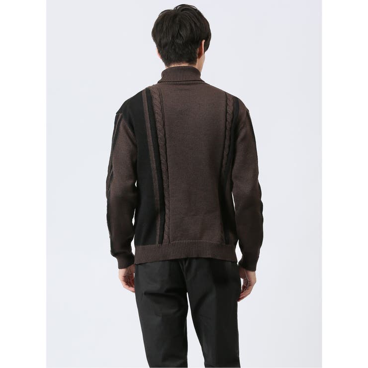 編地切替配色 タートルネックニット | TAKA-Q MEN | 詳細画像3 