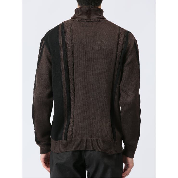 編地切替配色 タートルネックニット | TAKA-Q MEN | 詳細画像8 