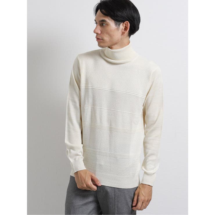 ウォッシャブル ジャガードボーダー タートルネックニット 品番 Tkqj Taka Q Men タカキュー のメンズ ファッション通販 Shoplist ショップリスト