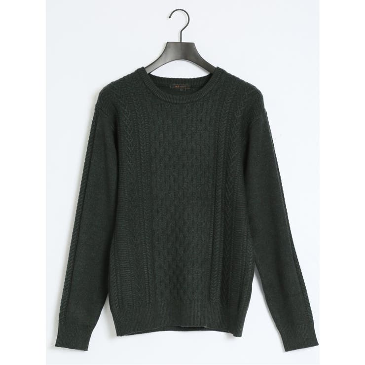 ストレッチウォッシャブル ふわもちケーブル編 クルーニット | TAKA-Q MEN | 詳細画像36 