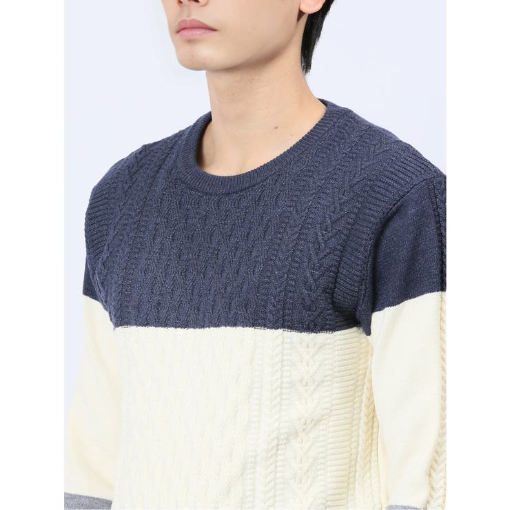 ストレッチウォッシャブル ふわもちケーブル編 クルーニット | TAKA-Q MEN | 詳細画像45 