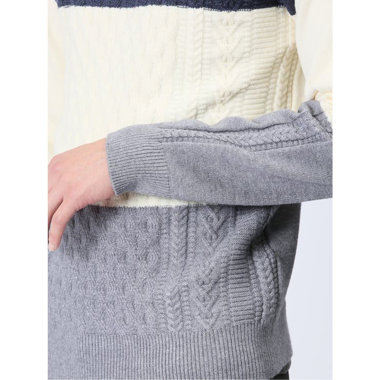 ストレッチウォッシャブル ふわもちケーブル編 クルーニット | TAKA-Q MEN | 詳細画像46 