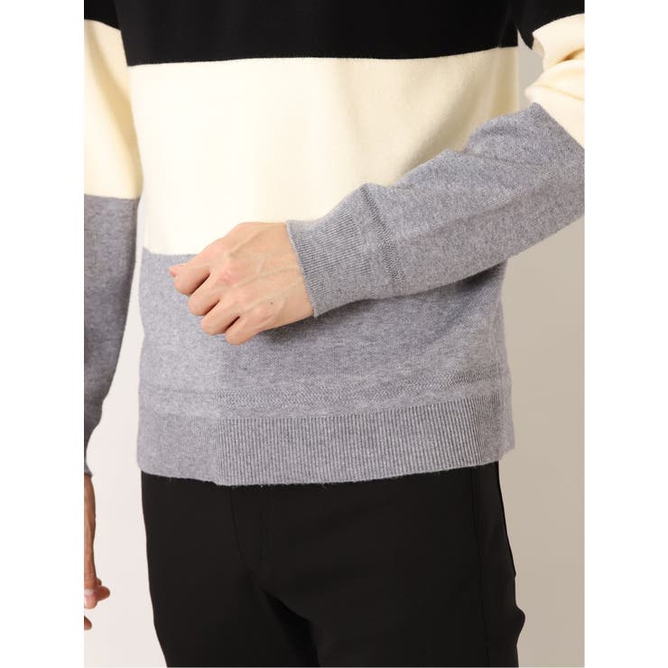 ストレッチウォッシャブル ふわもち衿配色 クルーニット | TAKA-Q MEN | 詳細画像9 