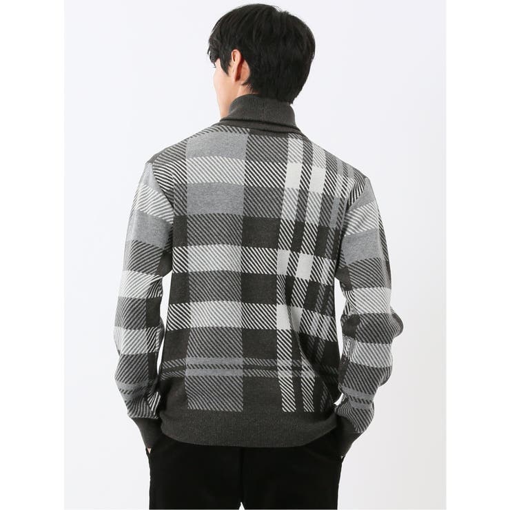 ウォッシャブル ストレッチ チェック柄 タートルニット | TAKA-Q MEN | 詳細画像13 