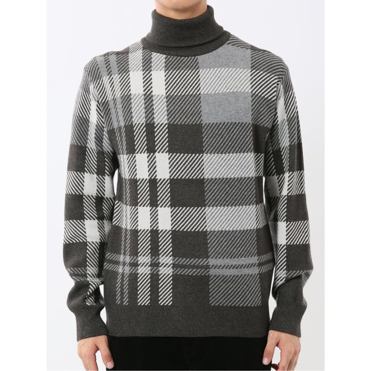 ウォッシャブル ストレッチ チェック柄 タートルニット | TAKA-Q MEN | 詳細画像16 