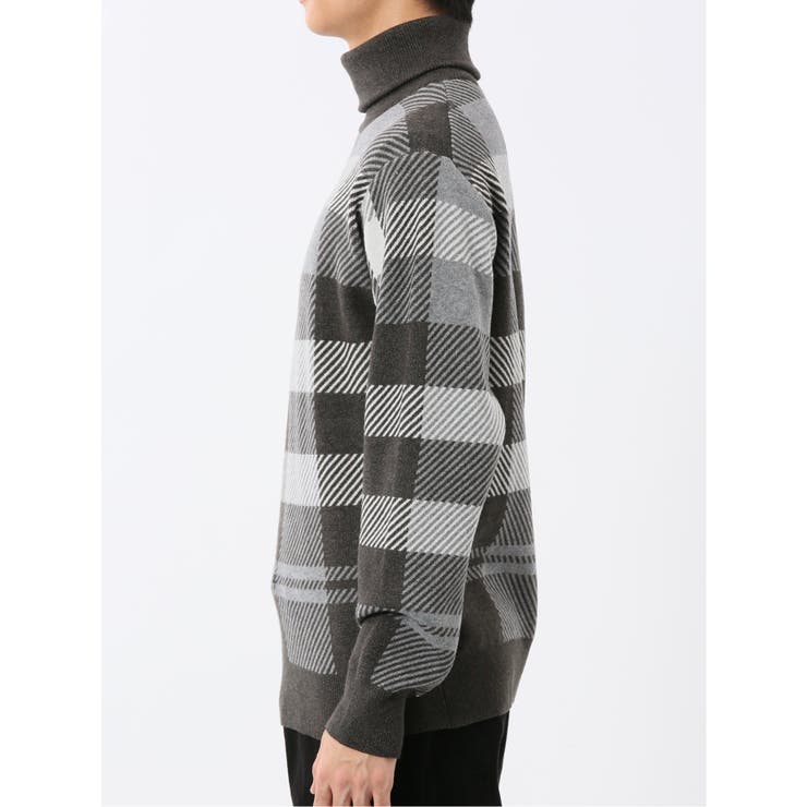 ウォッシャブル ストレッチ チェック柄 タートルニット | TAKA-Q MEN | 詳細画像17 