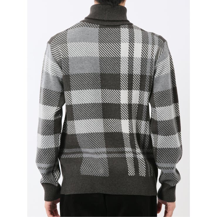 ウォッシャブル ストレッチ チェック柄 タートルニット | TAKA-Q MEN | 詳細画像18 