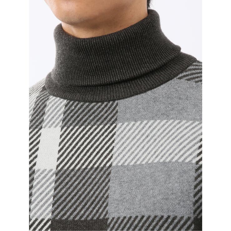 ウォッシャブル ストレッチ チェック柄 タートルニット | TAKA-Q MEN | 詳細画像19 