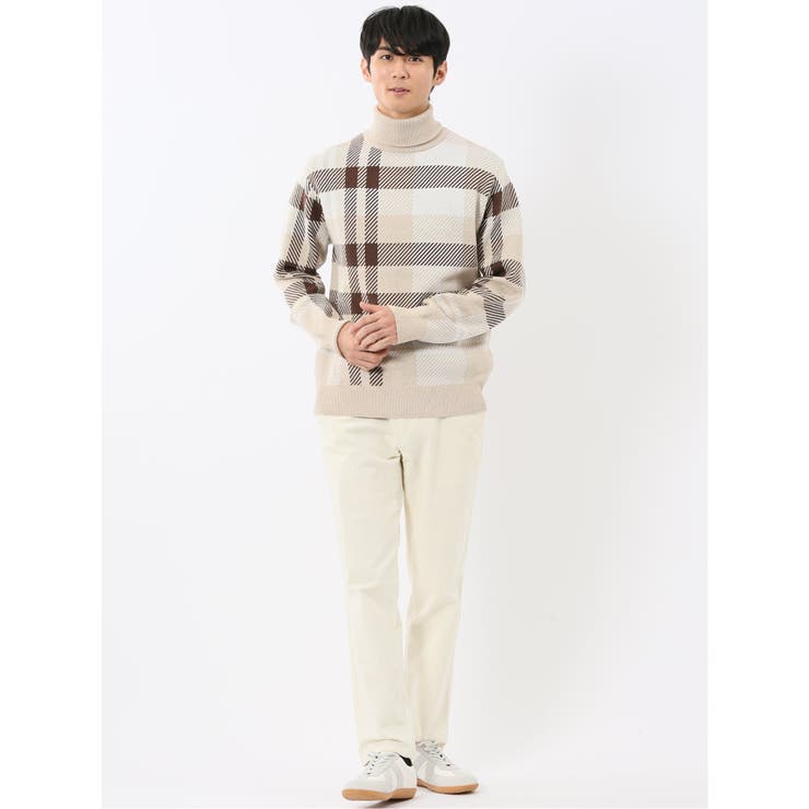 ウォッシャブル ストレッチ チェック柄 タートルニット | TAKA-Q MEN | 詳細画像5 