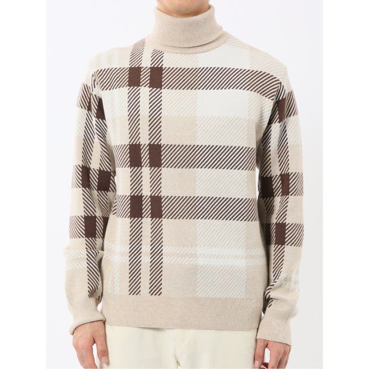 ウォッシャブル ストレッチ チェック柄 タートルニット | TAKA-Q MEN | 詳細画像6 
