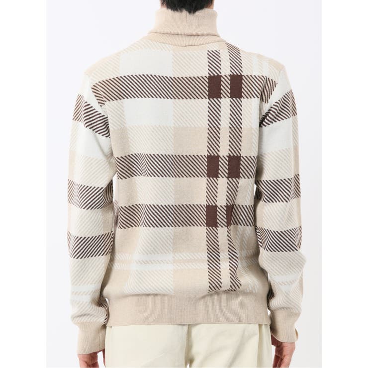 ウォッシャブル ストレッチ チェック柄 タートルニット | TAKA-Q MEN | 詳細画像8 