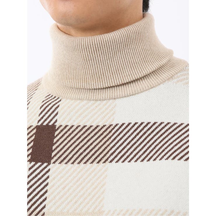 ウォッシャブル ストレッチ チェック柄 タートルニット | TAKA-Q MEN | 詳細画像9 