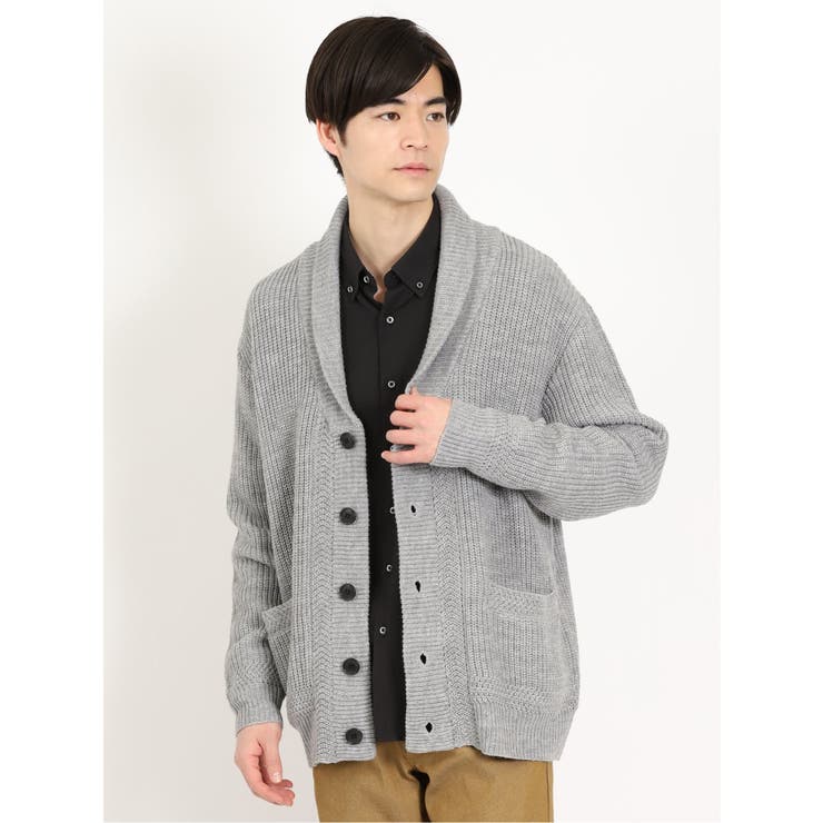 ウォッシャブル 畦編み ショールカラーニットカーディガン[品番：TKQJ0017500]｜TAKA-Q  MEN（タカキュー）のメンズファッション通販｜SHOPLIST（ショップリスト）