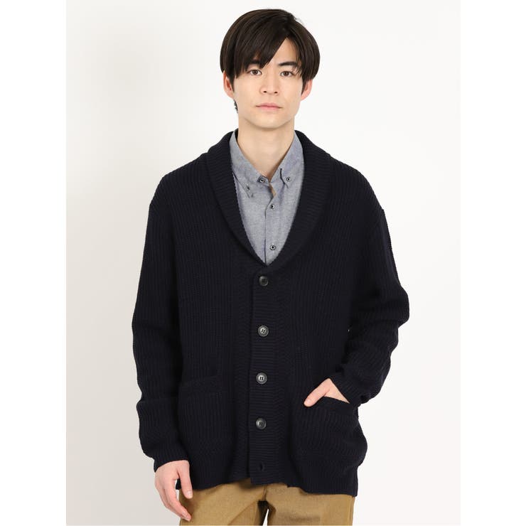 ウォッシャブル 畦編み ショールカラーニットカーディガン[品番：TKQJ0017500]｜TAKA-Q  MEN（タカキュー）のメンズファッション通販｜SHOPLIST（ショップリスト）