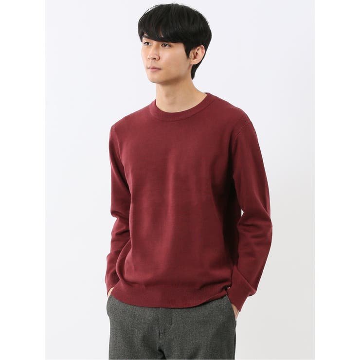 15ワイン | ウォッシャブル ストレッチ 天竺 クルーニット | TAKA-Q MEN