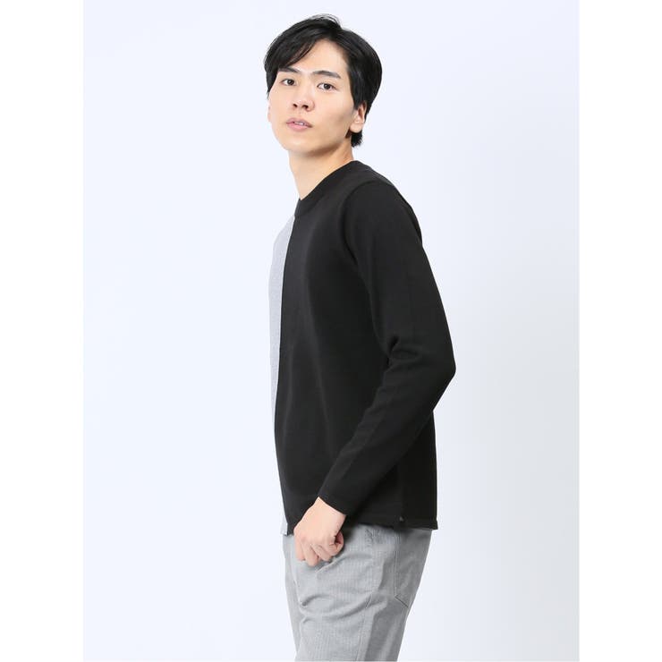 クロスストレッチ 配色切替 クルーニット | TAKA-Q MEN | 詳細画像12 